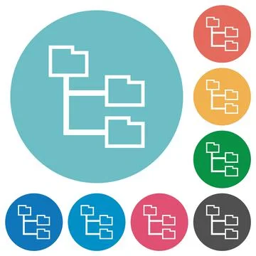 Folder structure outline flat round icons Stock Illustration