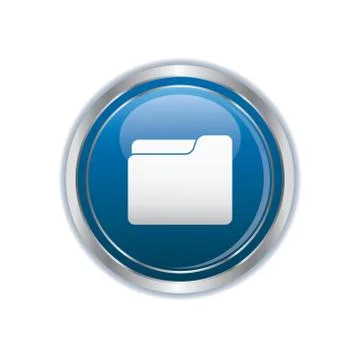 Folder symbol blue silver button Stock Illustration