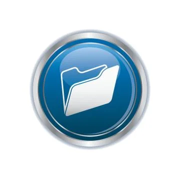 Folder symbol on blue silver button Stock Illustration