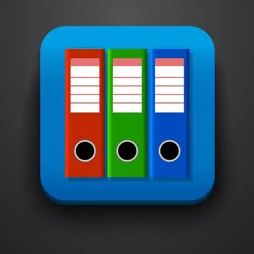 Folder symbol icon on blue Stock Illustration