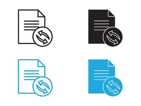 Folder sync icon black and white vector outline sign Stock Illustration
