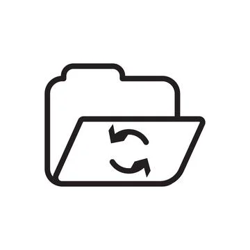 Folder sync icon Black line art vector logo Stock Illustration