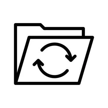 Folder sync icon linear logo mark in black and white Stock Illustration