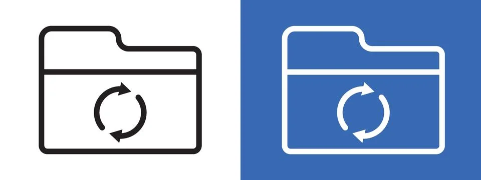 Folder sync logo sign set vector outline Stock Illustration