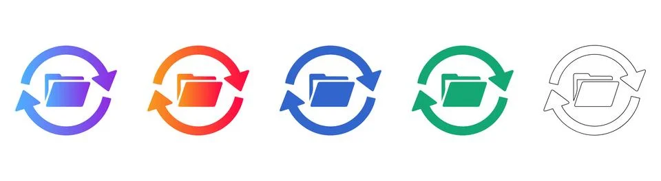 Folder Sync Refresh Icon Set Illustrazione stock