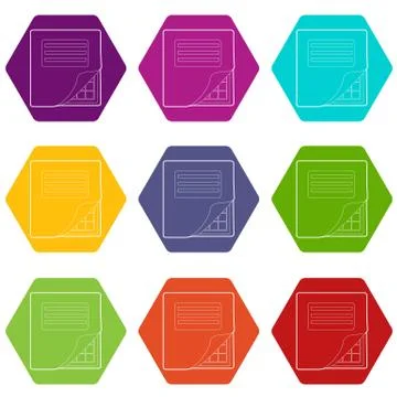 Folder with table excel icons set 9 vector Stock Illustration