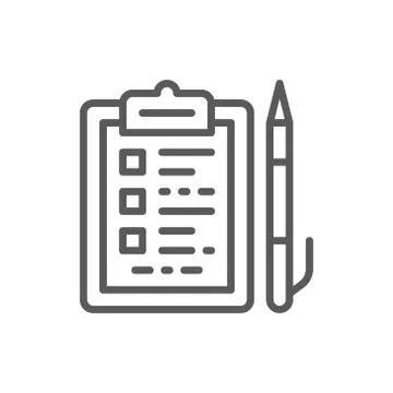 Folder tablet with documents and pen line icon. Illustrazione stock