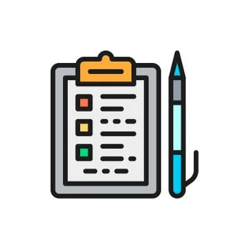 Folder tablet with documents and pen flat color icon. 스톡 일러스트
