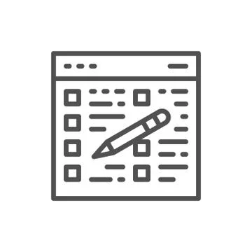 Folder tablet with pencil, clipboard, checklist line icon. Stock Illustration