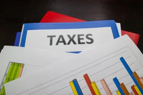 Folder Tax documents and paper files concept Annual tax payment Stock Photos