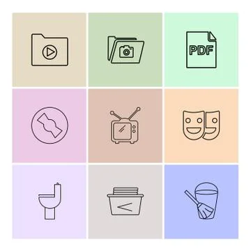Folder , television , toilet , files , file type , file , windows , os , docu Stock Illustration