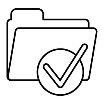 Folder with tick thin line icon. Ready sign on folder vector illustration Stock Illustration