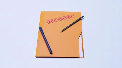Folder, top secret, pen, sheet 3d render Illustrazione stock