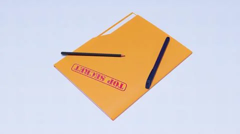 Folder, top secret, pen, sheet 3d render Illustrazione stock