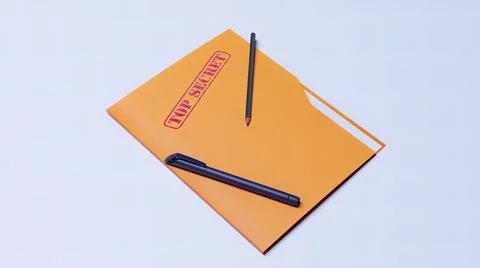 Folder, top secret, pen, sheet 3d render Stock Illustration