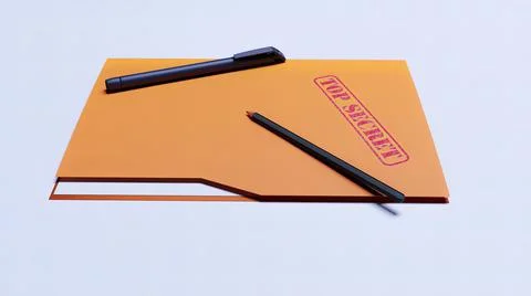 Folder, top secret, pen, sheet 3d render Stock Illustration