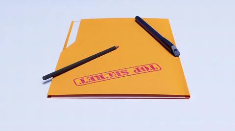 Folder, top secret, pen, sheet 3d render Stock Illustration