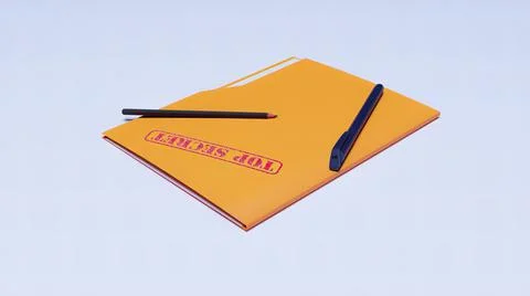 Folder, top secret, pen, sheet 3d render Stock Illustration
