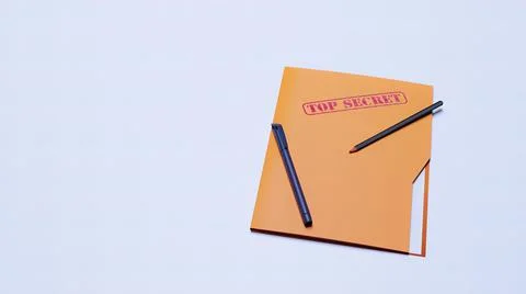 Folder, top secret, pen, sheet 3d render Illustrazione stock