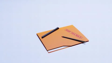 Folder, top secret, pen, sheet 3d render Stock Illustration