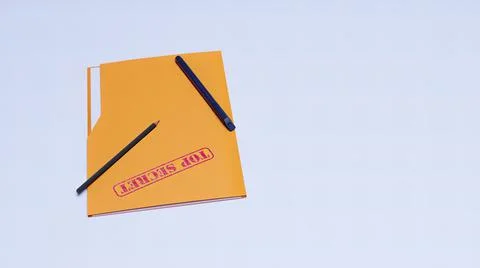 Folder, top secret, pen, sheet 3d render Illustrazione stock