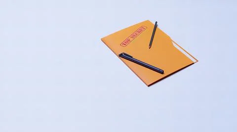 Folder, top secret, pen, sheet 3d render Illustrazione stock
