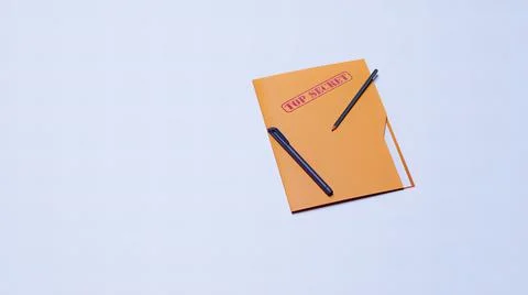 Folder, top secret, pen, sheet 3d render Stock Illustration