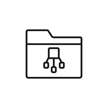 Folder with tree structure logo sign vector outline Stock Illustration