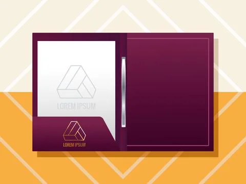 Folder with triangle emblem mockup branding Stock Illustration
