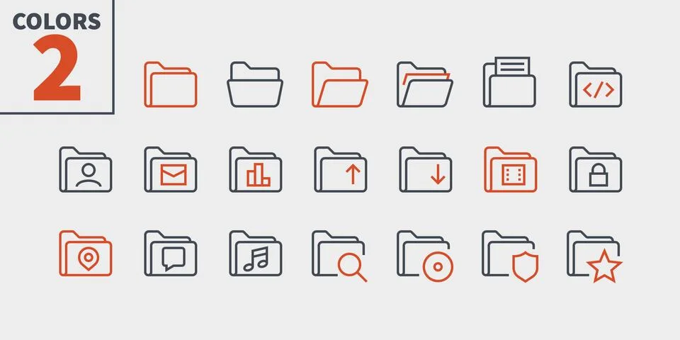 Folder UI Pixel Perfect Well-crafted Vector Thin Line Icons 48x48 Ready for Stock Illustration
