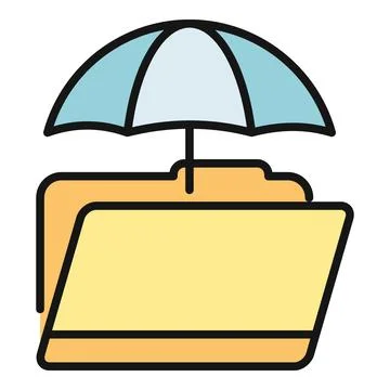 Folder with umbrella protecting sensitive data concept Illustrazione stock