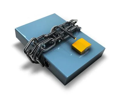 Folder unlocked by chains isolated over white. Stock Illustration