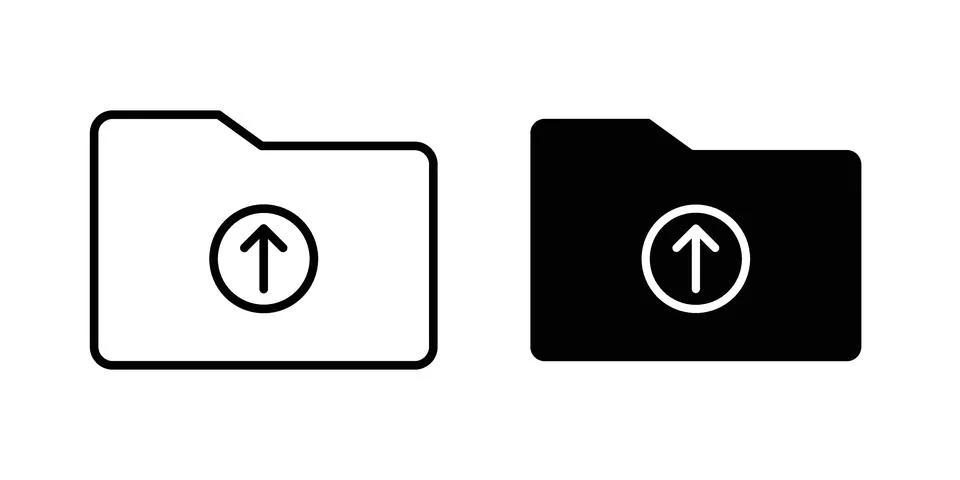 Folder upload icon symbol  illustration bundle in black colour Illustrazione stock