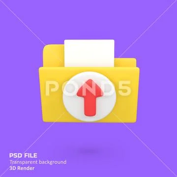 Folder Upload Process isolated 3d render icon illustration PSD Template