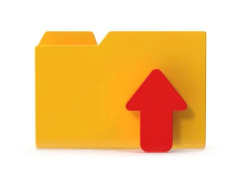Folder with upward arrow symbol representing file upload and data transfer 库存插图