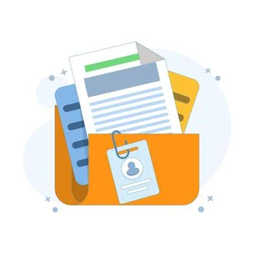 Folder with user accounts, which describes login actions to store data. Stock Illustration