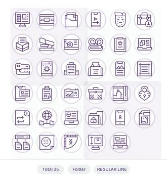 Folder Vector Icon Repository containing 35 Regular Line 128x128 Detail Enh.. Stock Illustration
