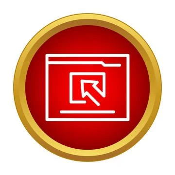 Folder window with outbound arrow icon red button Stock Illustration