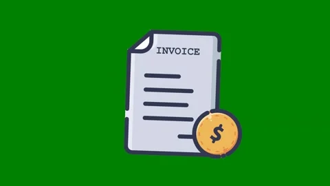 Folder word invoe piece paper coin next to document invo written green screen Stock Footage 314063807