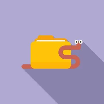 Folder worm icon flat vector. Error threat Stock Illustration