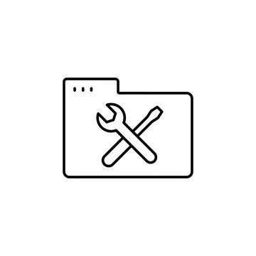 Folder wrench screwdriver icon. Simple line, outline vector of icons for ui and Stock Illustration