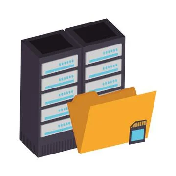 Folder wth micro sd and hard drive Stock Illustration