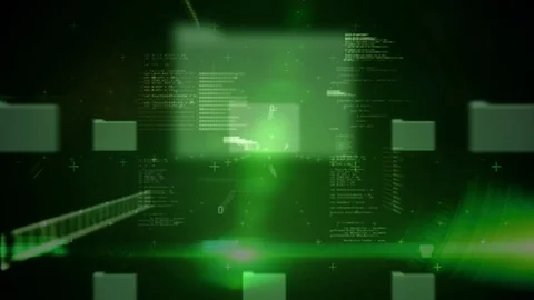 Folders and binary code moving Stock Footage 104928611