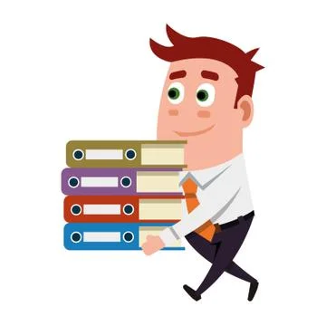 Folders and Office Worker Stock Illustration