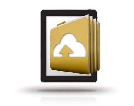 Folders and tablet Illustrazione stock