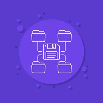 Folders for backup icon, linear vector Stock Illustration