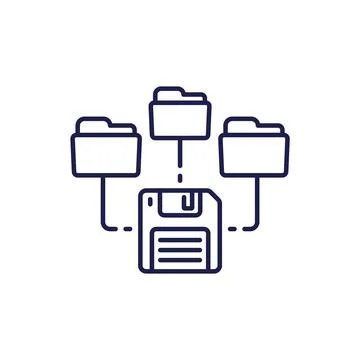 Folders for backup line icon Stock Illustration
