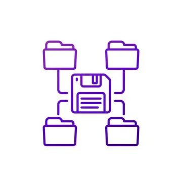 Folders for backup line icon, vector Stock Illustration
