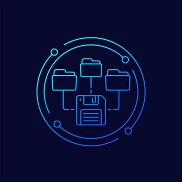 Folders for a backup line vector icon Stock Illustration