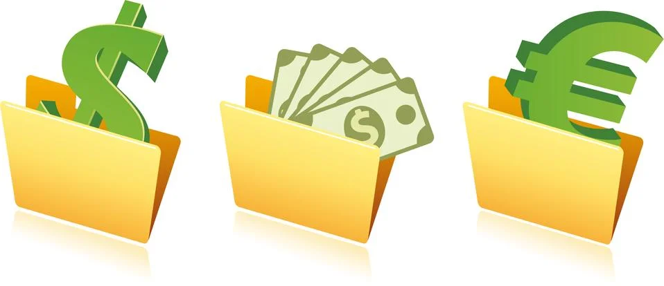 Folders with business signs Stock Illustration